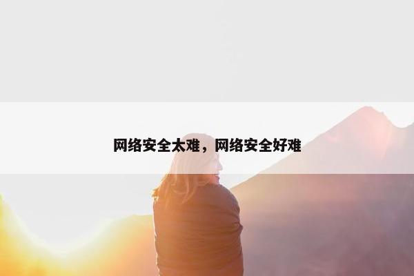 网络安全太难，网络安全好难