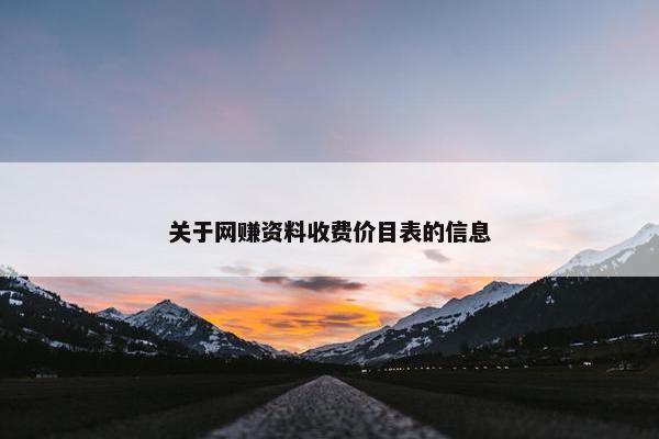 关于网赚资料收费价目表的信息