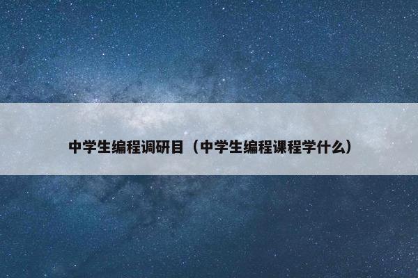 中学生编程调研目（中学生编程课程学什么）