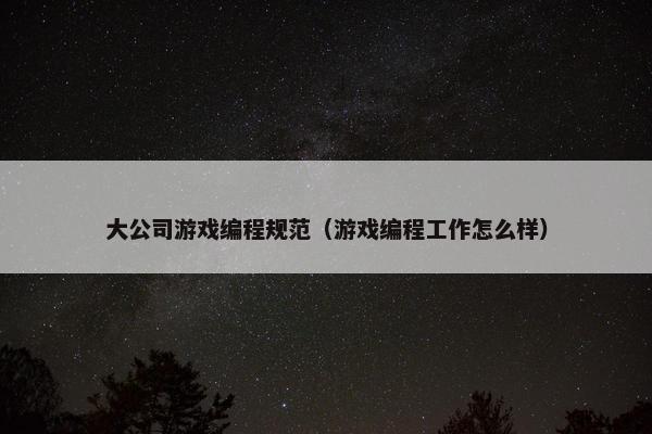 大公司游戏编程规范（游戏编程工作怎么样）