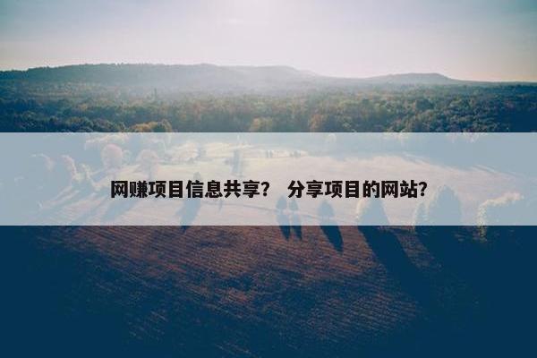 网赚项目信息共享？ 分享项目的网站？