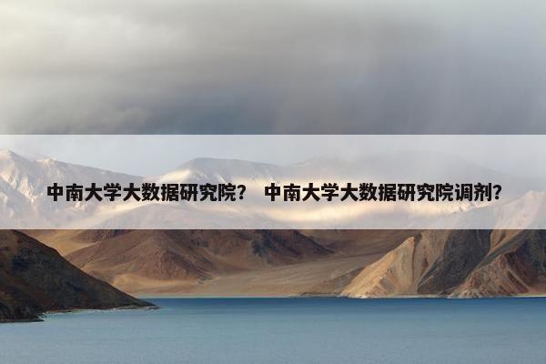 中南大学大数据研究院？ 中南大学大数据研究院调剂？