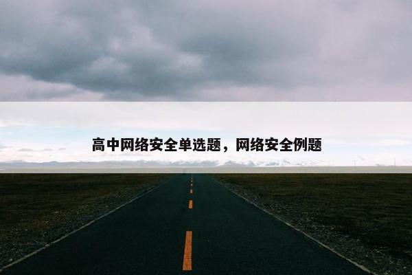 高中网络安全单选题，网络安全例题