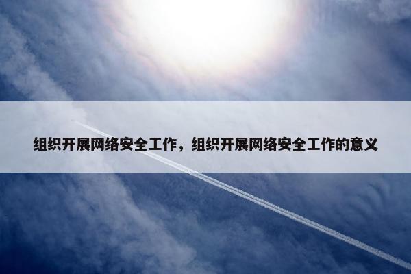 组织开展网络安全工作，组织开展网络安全工作的意义