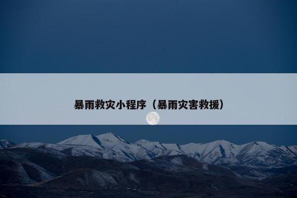 暴雨救灾小程序（暴雨灾害救援）
