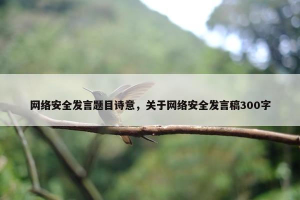 网络安全发言题目诗意，关于网络安全发言稿300字