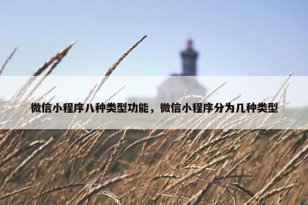 微信小程序八种类型功能，微信小程序分为几种类型