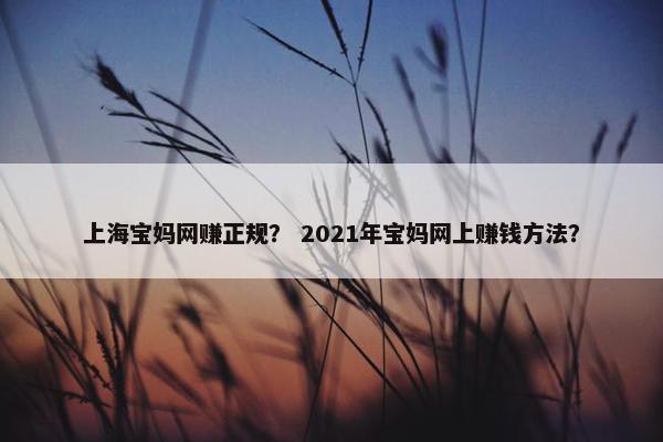 上海宝妈网赚正规？ 2021年宝妈网上赚钱方法？