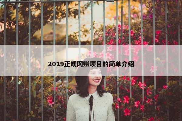 2019正规网赚项目的简单介绍