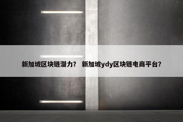 新加坡区块链潜力？ 新加坡ydy区块链电商平台？