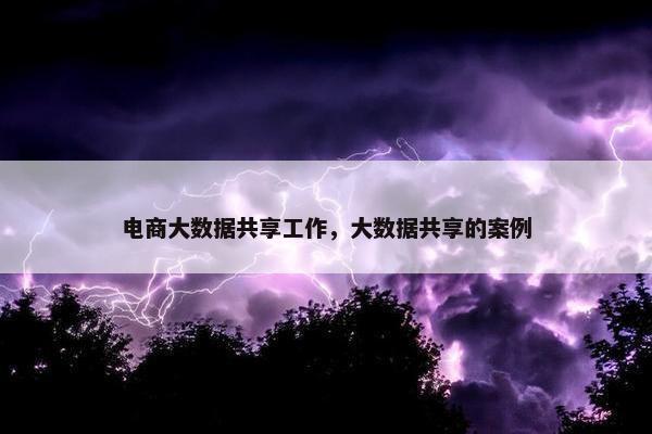 电商大数据共享工作，大数据共享的案例