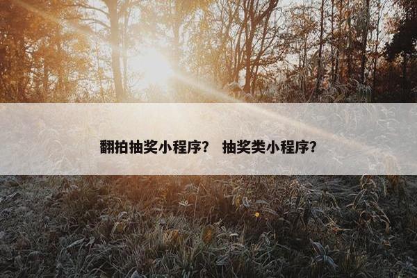 翻拍抽奖小程序？ 抽奖类小程序？