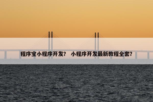 程序宝小程序开发？ 小程序开发最新教程全套？