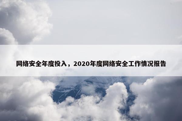 网络安全年度投入，2020年度网络安全工作情况报告
