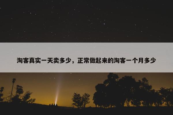 淘客真实一天卖多少，正常做起来的淘客一个月多少