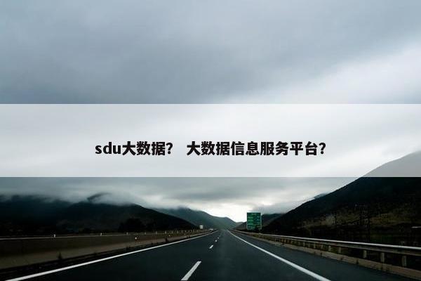 sdu大数据？ 大数据信息服务平台？