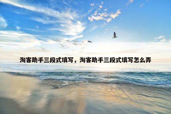 淘客助手三段式填写，淘客助手三段式填写怎么弄