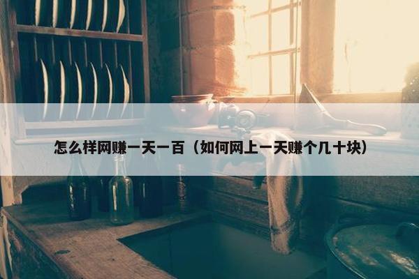 怎么样网赚一天一百（如何网上一天赚个几十块）