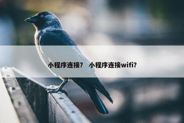 小程序连接？ 小程序连接wifi？