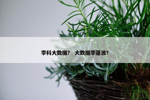 李科大数据？ 大数据李蓬波？