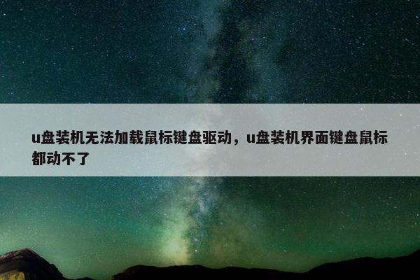 u盘装机无法加载鼠标键盘驱动，u盘装机界面键盘鼠标都动不了