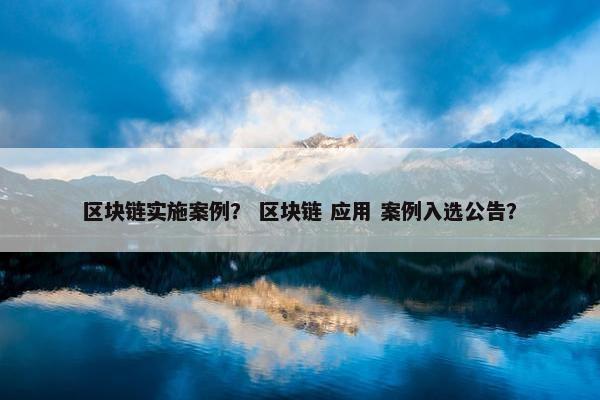 区块链实施案例？ 区块链 应用 案例入选公告？