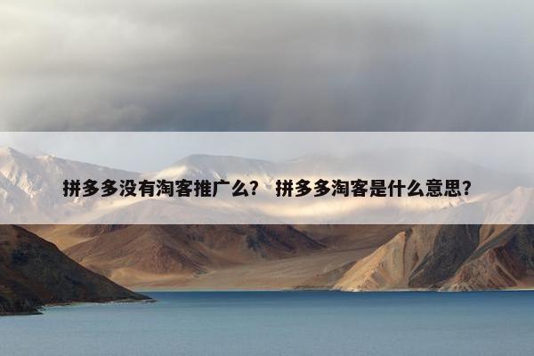 拼多多没有淘客推广么？ 拼多多淘客是什么意思？