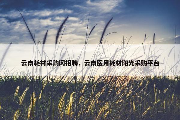 云南耗材采购网招聘，云南医用耗材阳光采购平台