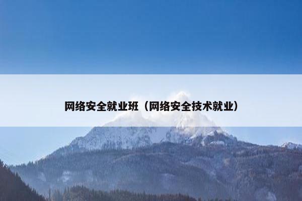 网络安全就业班（网络安全技术就业）