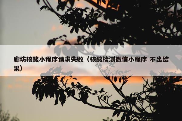 廊坊核酸小程序请求失败（核酸检测微信小程序 不出结果）