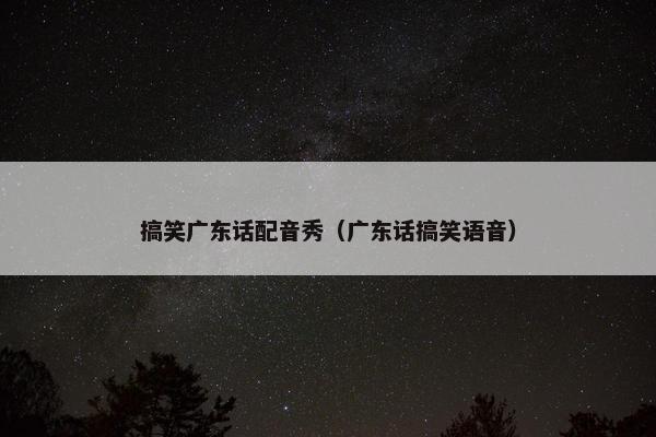 搞笑广东话配音秀（广东话搞笑语音）