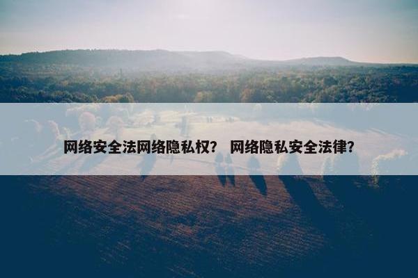 网络安全法网络隐私权？ 网络隐私安全法律？