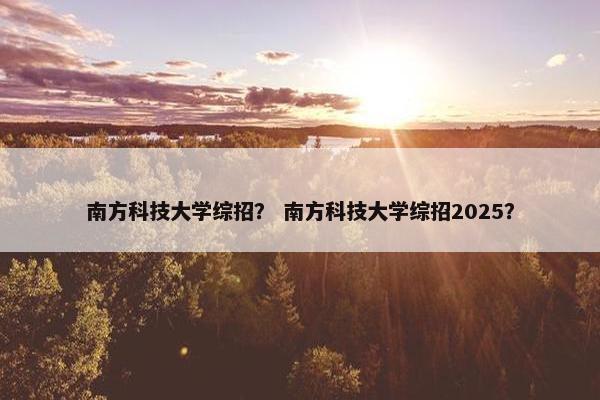 南方科技大学综招？ 南方科技大学综招2025？