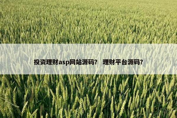 投资理财asp网站源码？ 理财平台源码？