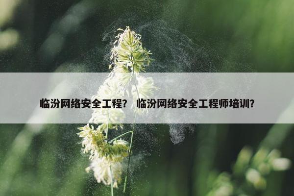 临汾网络安全工程？ 临汾网络安全工程师培训？