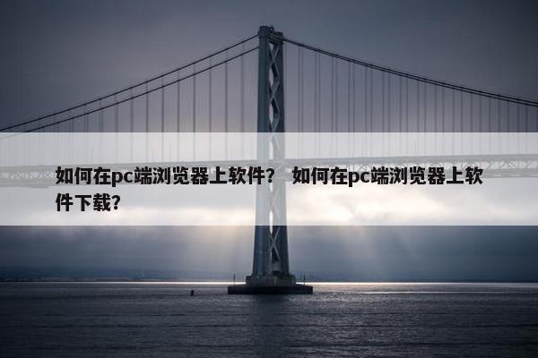 如何在pc端浏览器上软件？ 如何在pc端浏览器上软件下载？