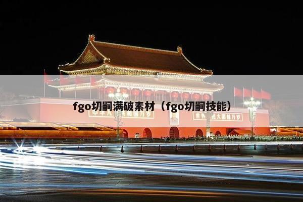 fgo切嗣满破素材（fgo切嗣技能）