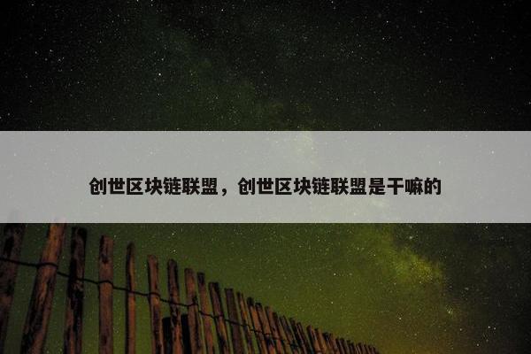 创世区块链联盟，创世区块链联盟是干嘛的
