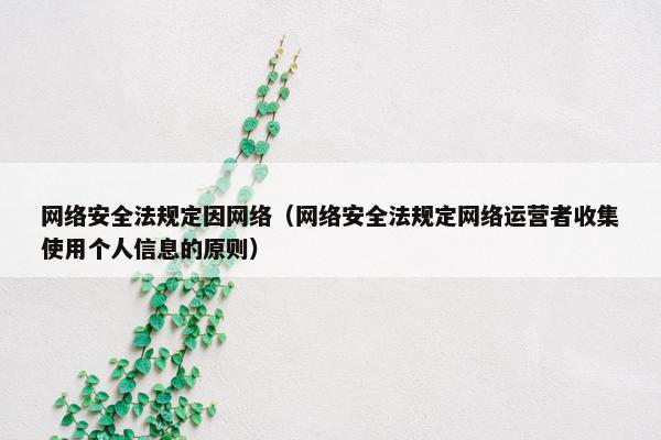 网络安全法规定因网络（网络安全法规定网络运营者收集使用个人信息的原则）