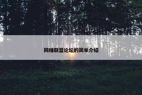 网赚联盟论坛的简单介绍
