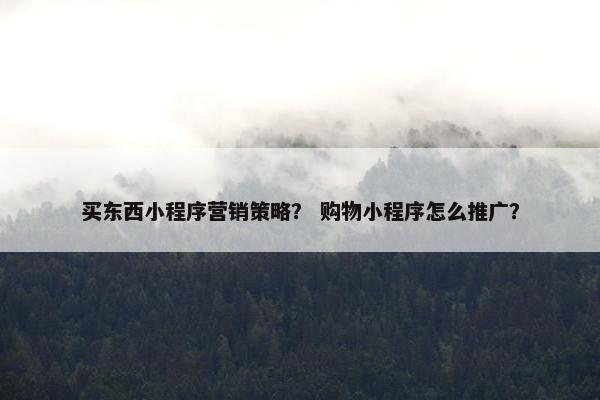 买东西小程序营销策略？ 购物小程序怎么推广？