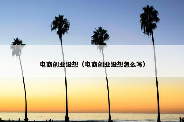 电商创业设想（电商创业设想怎么写）