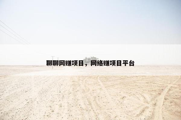 聊聊网赚项目，网络赚项目平台