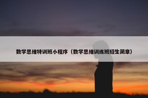 数学思维特训班小程序（数学思维训练班招生简章）