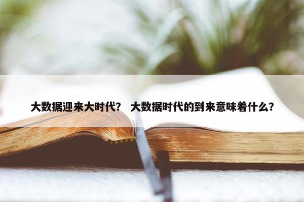 大数据迎来大时代？ 大数据时代的到来意味着什么？