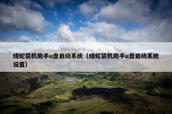 蝰蛇装机助手u盘启动系统（蝰蛇装机助手u盘启动系统设置）