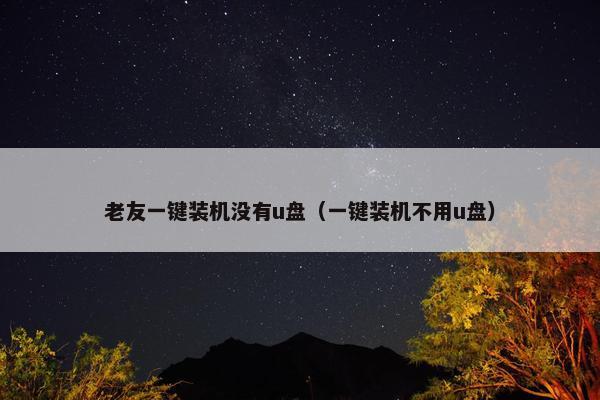 老友一键装机没有u盘（一键装机不用u盘）