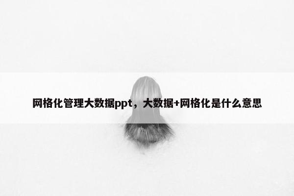 网格化管理大数据ppt，大数据+网格化是什么意思