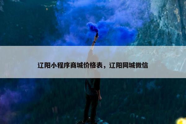 辽阳小程序商城价格表，辽阳同城微信