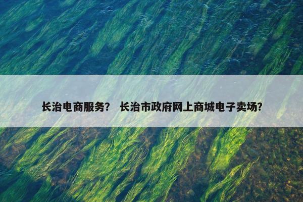 长治电商服务？ 长治市政府网上商城电子卖场？